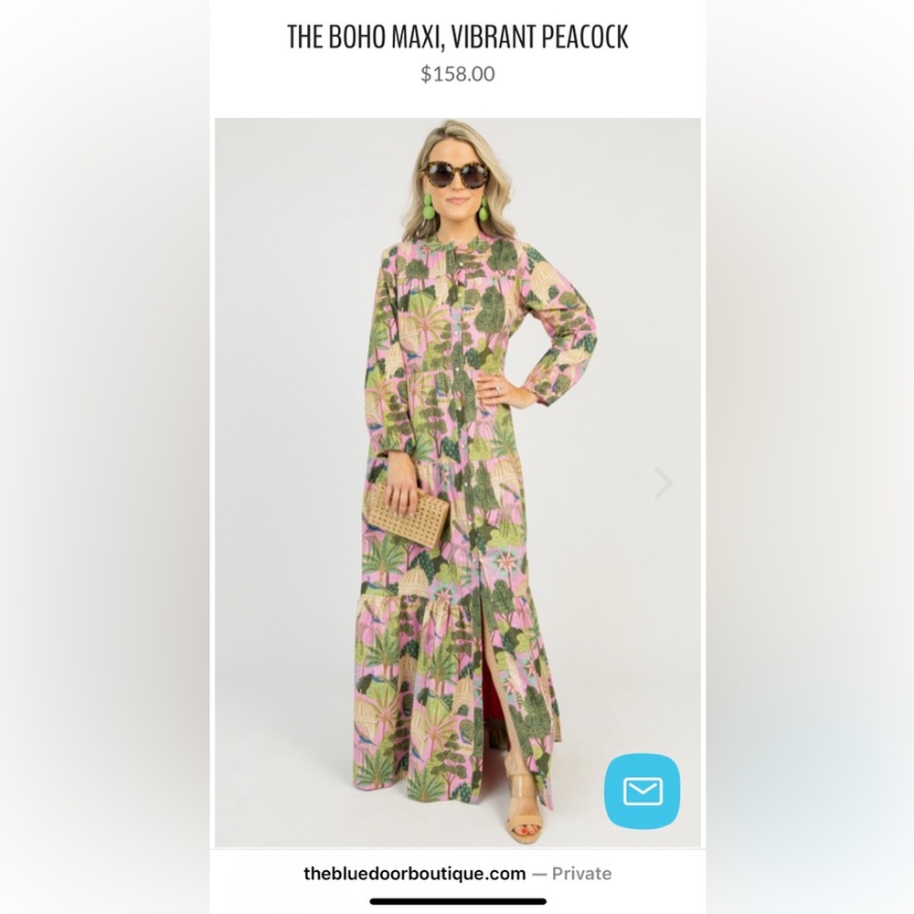 Boho Maxi Dress - vibrant peacock pattern - Picture 4 of 16